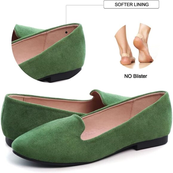 Women's Comfortable Round Toe Green Flats Fashion Ballet Dressy Loafers Shoes - Picture 4 of 6